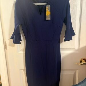 Chic Navy Dress 3/4 sleeves